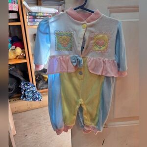 Vintage Colour Block Colorful Kids Bodysuit with Heart Design *Some Staining